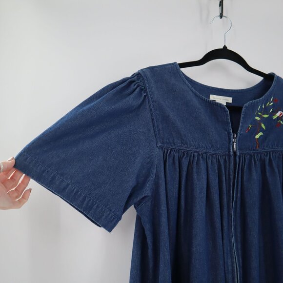 Bechamel Petites Denim Patio Dress Womens PL Blue Vintage Boho Cottage Granny - Picture 10 of 11